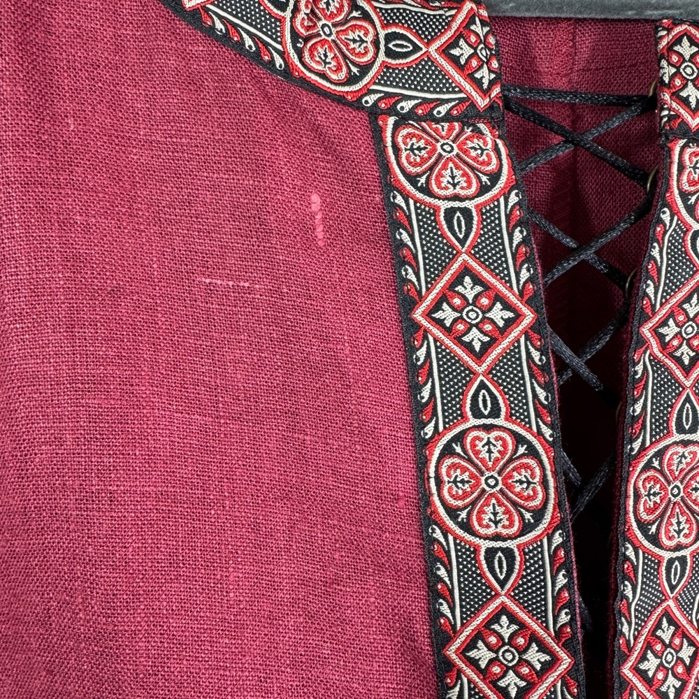 Elegant Flowy Burgundy Short Sleeve Ultra Maxi Dress Cottagecore Festival Resort - Picture 8 of 14